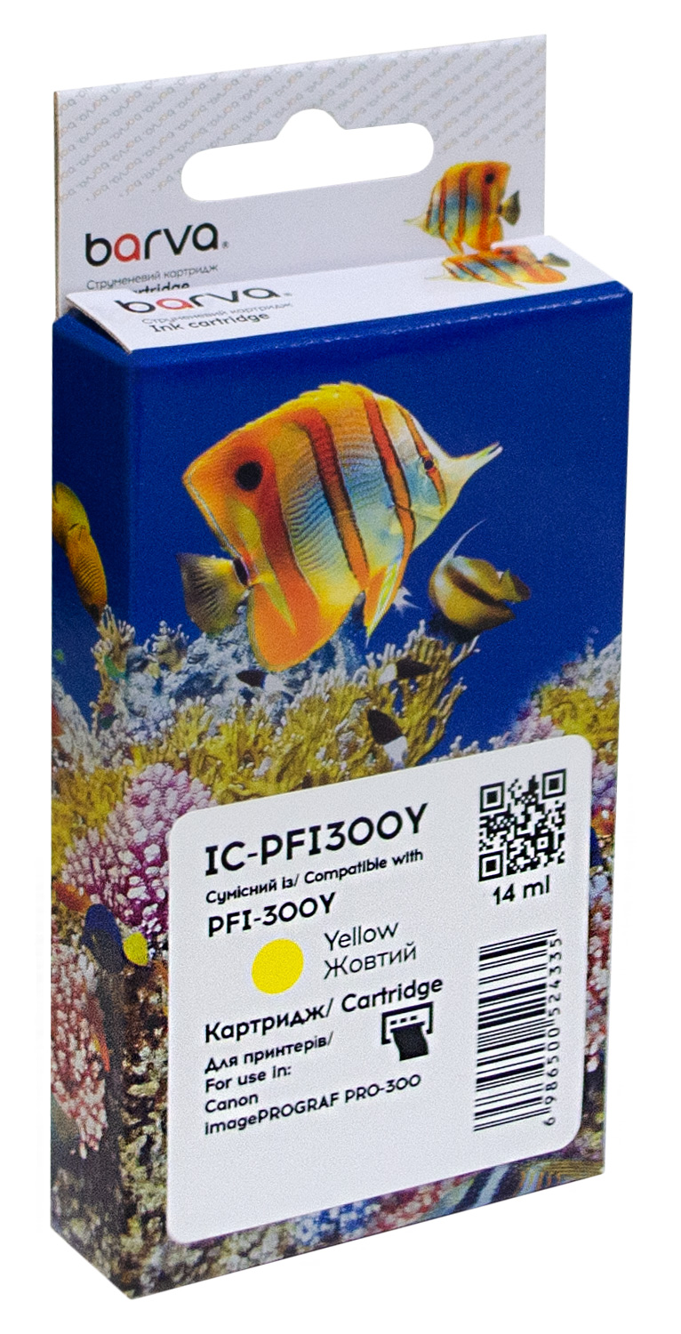 Картридж сумісний Canon PFI-300Y (4196C001) 530 арк, жовтий Barva (IC-PFI300Y)