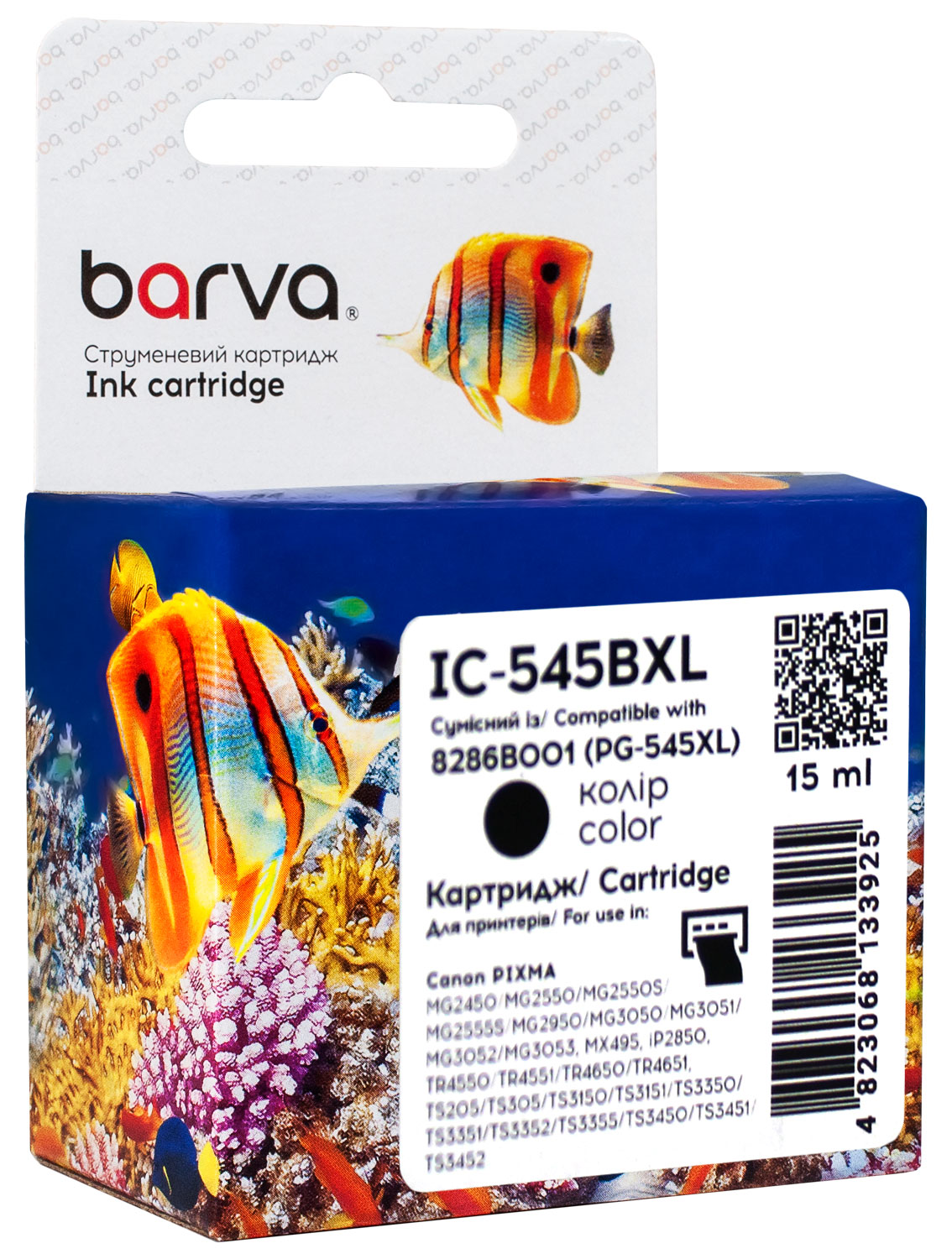 Картридж струменевий Canon PG-545 XL (8286B001) 400 арк, чорний Barva (IC-545BXL)