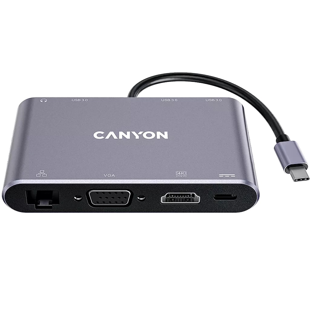 Хаб 8-в-1 мультипорт USB Type-C DS-14 Canyon (CNS-TDS14)