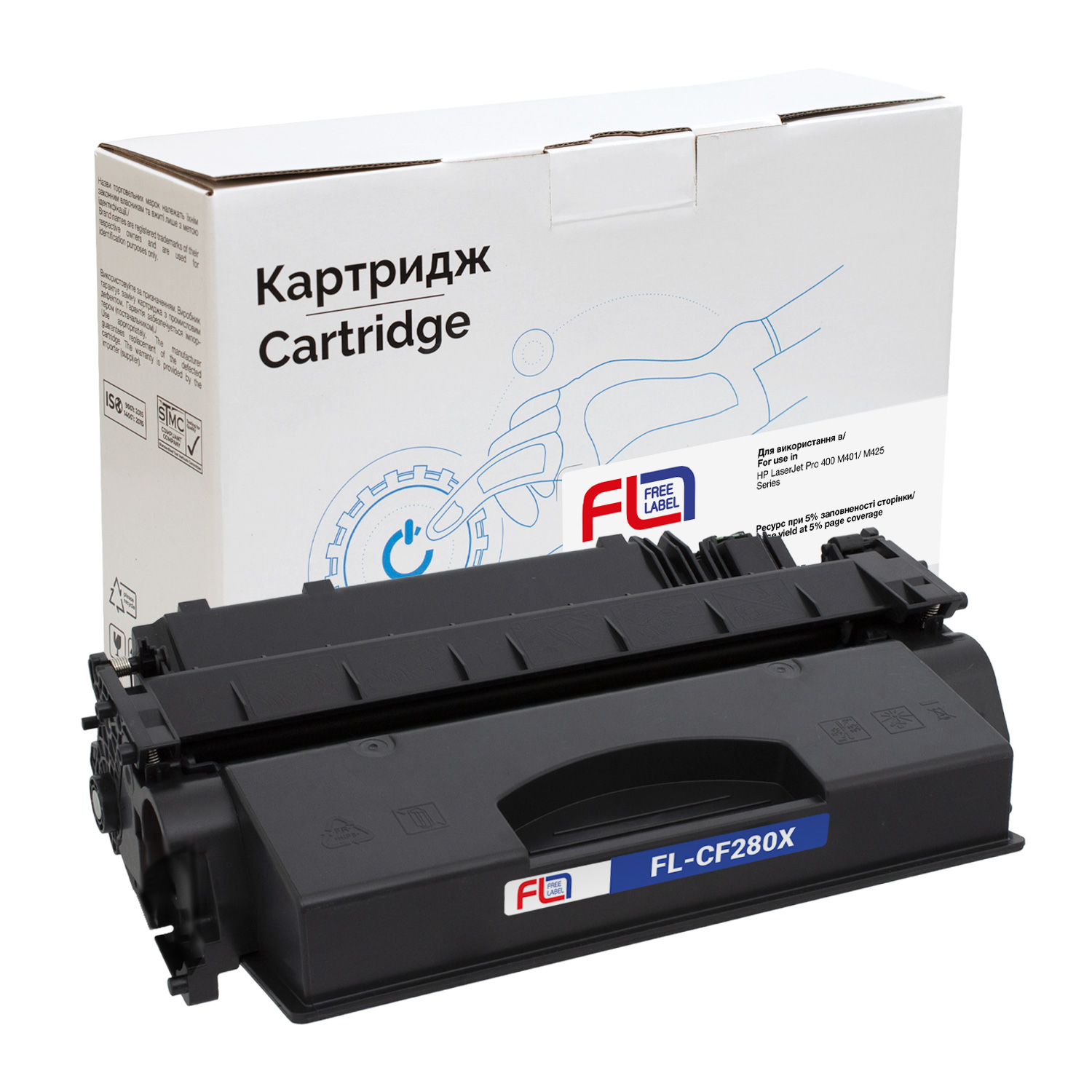 Картридж сумісний HP 80X (CF280X) Free Label (FL-CF280X)