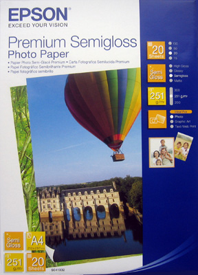 Фотопапір Premium Semigloss А4, 20 арк Epson (C13S041332)