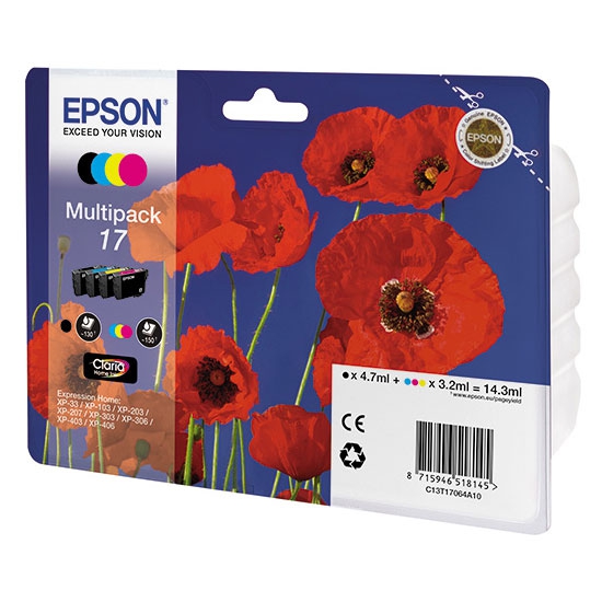 Комплект картриджів T17064A чорний, блакитний, пурпуровий, жовтий Epson (C13T17064A10)