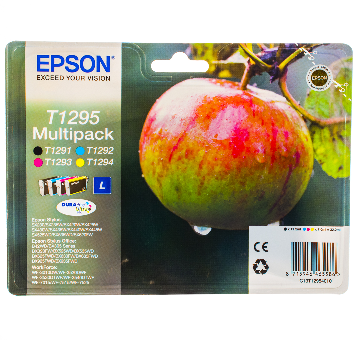 Комплект картриджів T12954A чорний, блакитний, пурпуровий, жовтий Epson (C13T12954A10/C13T12954012)