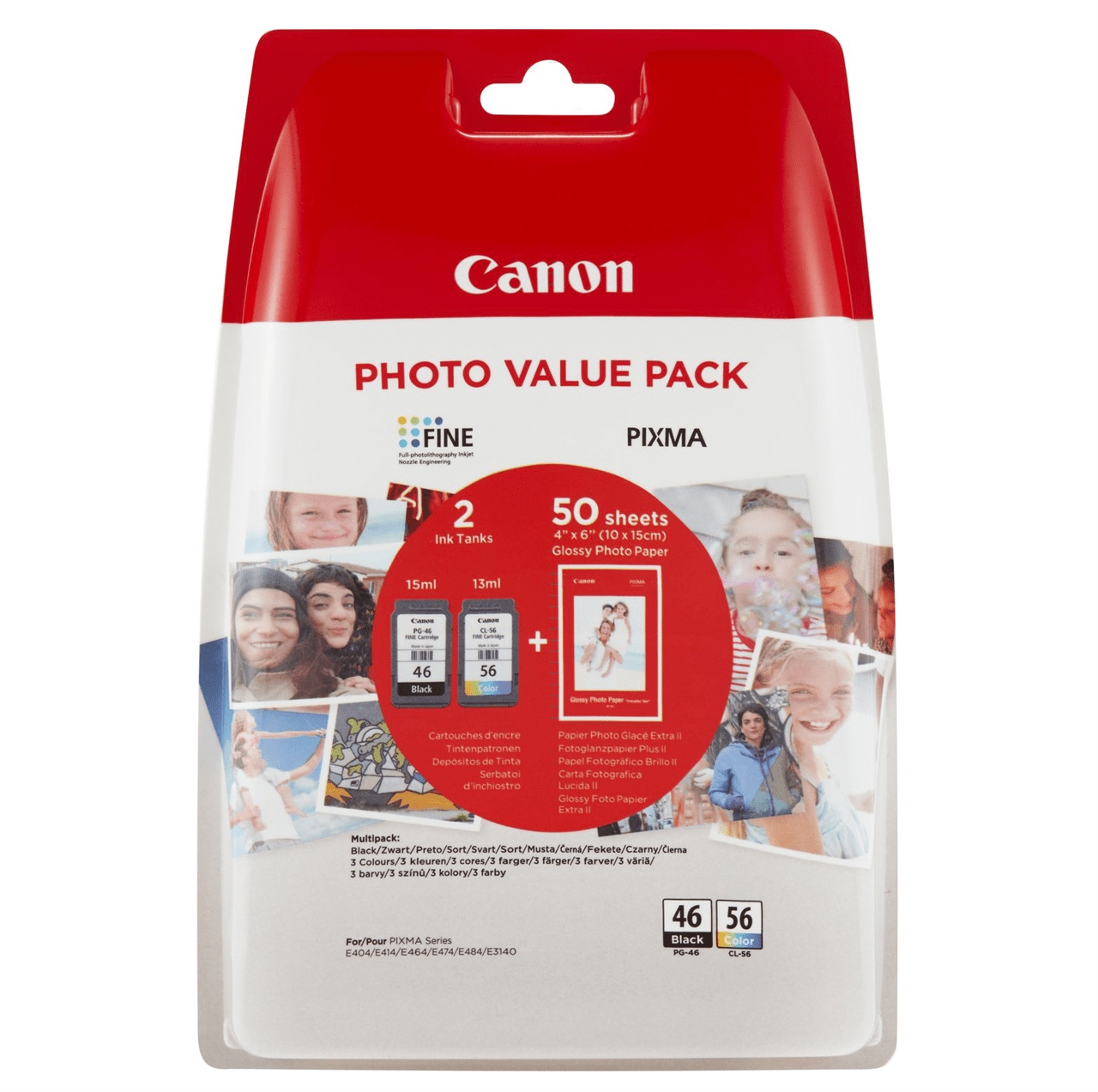 Комплект картридж PG-46 чорний + CL-56 кольоровий + папір 50 арк Canon (9059B003/9059B006)