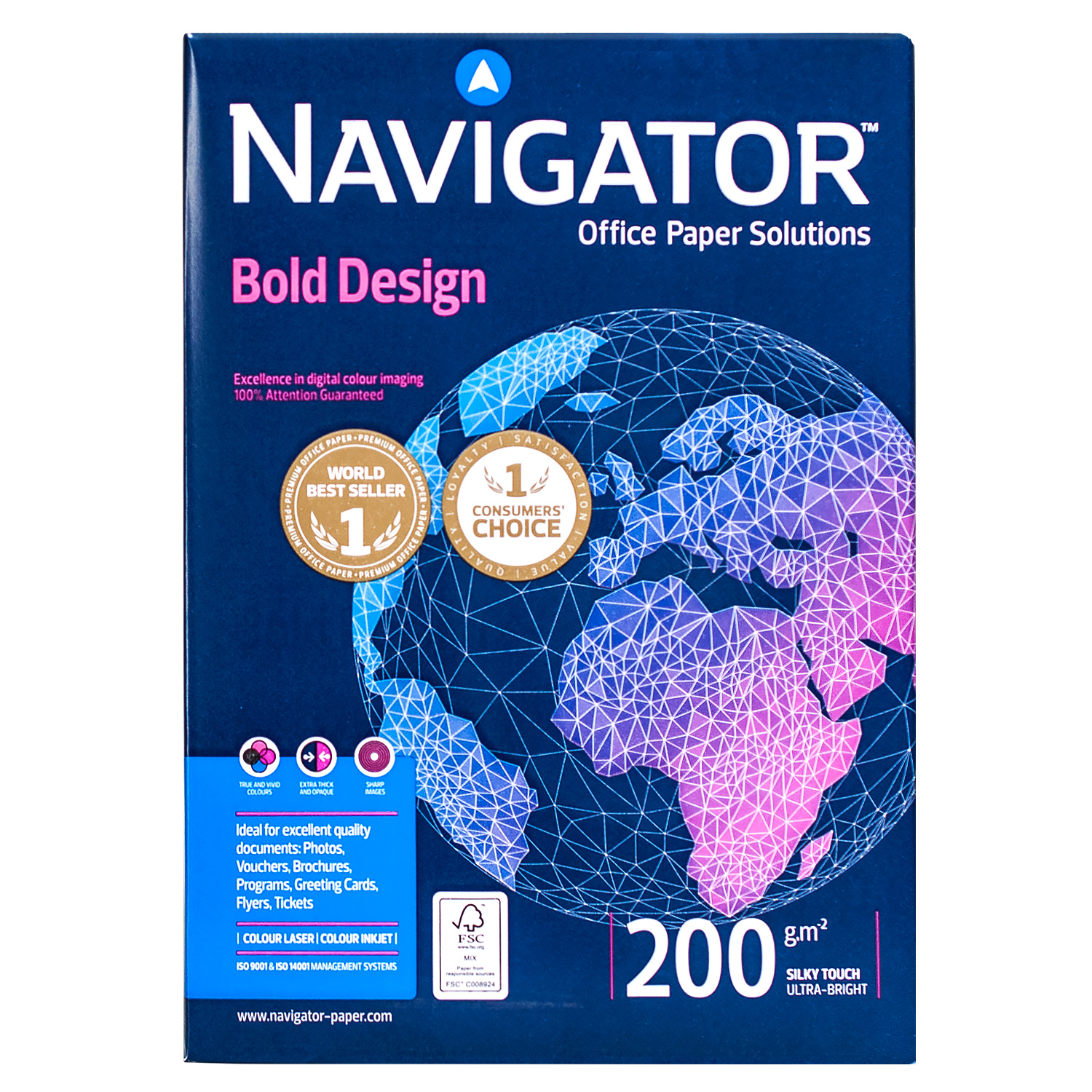 Папір офісний А4, 200 г/м2, 150 арк, клас А Navigator (989477)