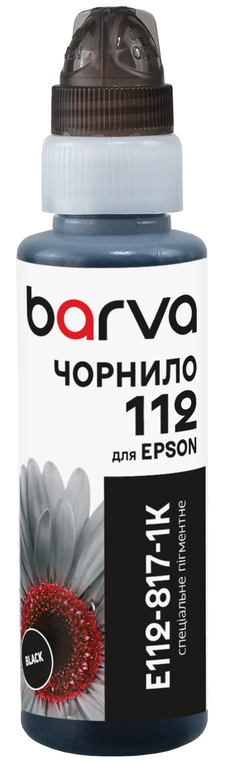 Чорнило сумісне для Epson 112 BK спеціальне 100 мл, флакон OneKey (1K), пігментне, чорне Barva (E112-817-1K)