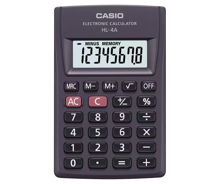 Калькулятор кишеньковий 8 розрядів чорний Casio (HL-4A-W-EP)