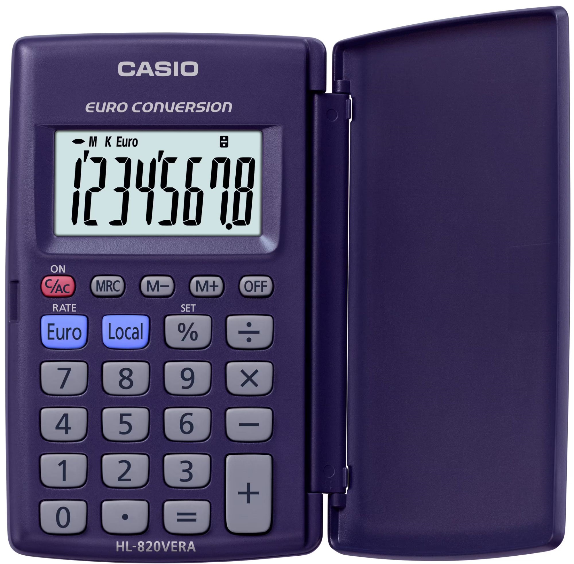 Калькулятор кишеньковий 8 розрядів розкладний чорний Casio (HL-820VERA-WA-EP)