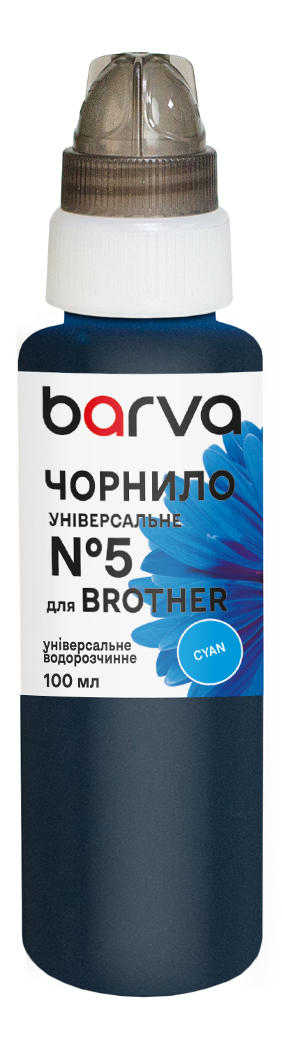 Чорнило для Brother універсальне №5 100 мл, водорозчинне, блакитне Barva (BU5-480e)