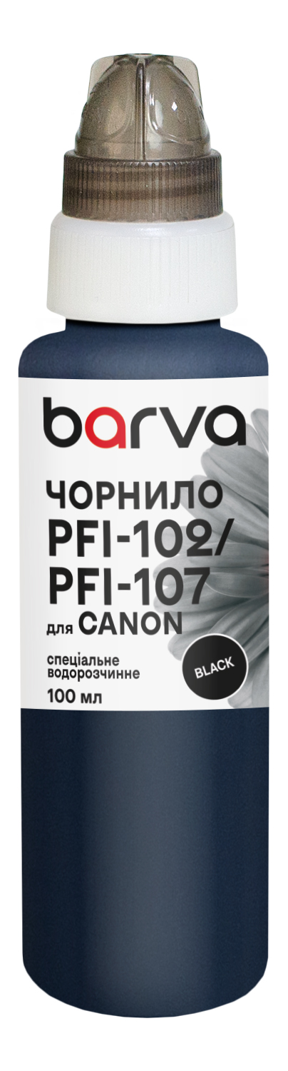 Чорнило для Canon PFI-102/PFI-107 BK спеціальне 100 мл, водорозчинне, чорне Barva (C107-884e)