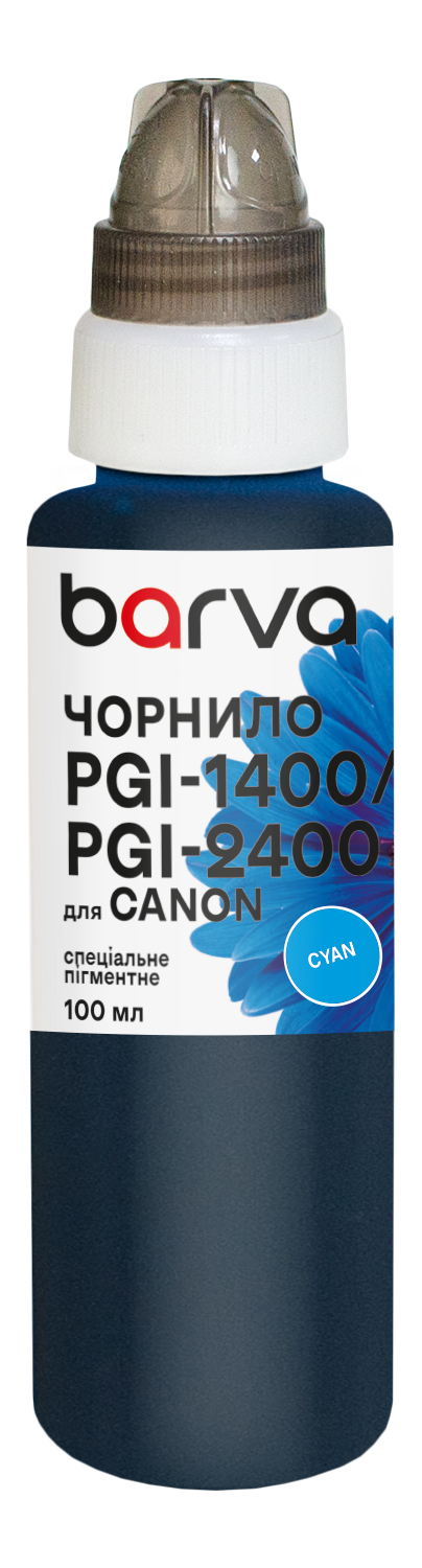 Чорнило для Canon PGI-1400/PGI-2400 C спеціальне 100 мл, пігментне, блакитне Barva (C1400-925)
