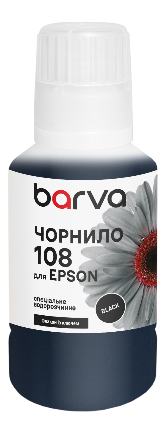 Чорнило для Epson 108 BК спеціальне 140 мл, OneKey, водорозчинне, чорне Barva (E108-1009)
