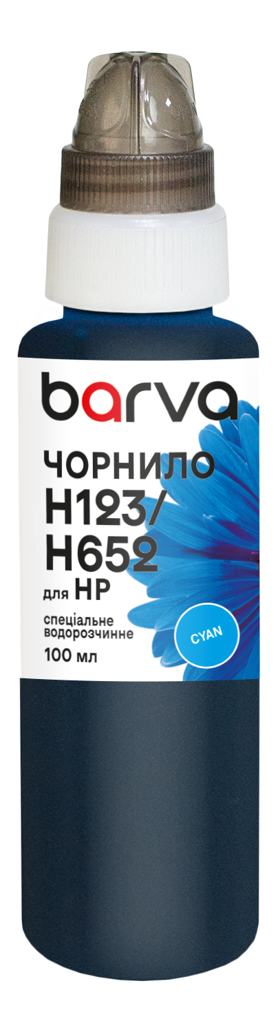 Чорнило для HP 46/123/651/652 спеціальне 100 мл, водорозчинне, блакитне Barva (H652-532e)
