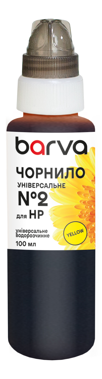 Чорнило для HP універсальне №2 100 мл, водорозчинне, жовте Barva (HU2-363e)