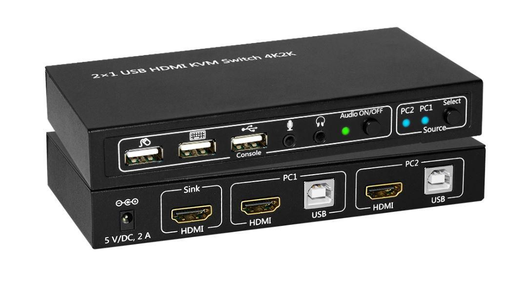HDMI та USB KVM комутатор на 2 порти