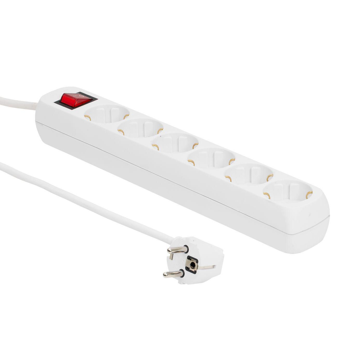 6-way Schuko Socket 3M White