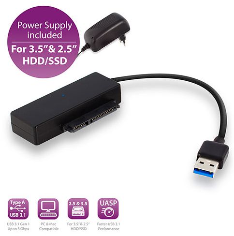 Connect a 2.5/3.5 SATA HDD or