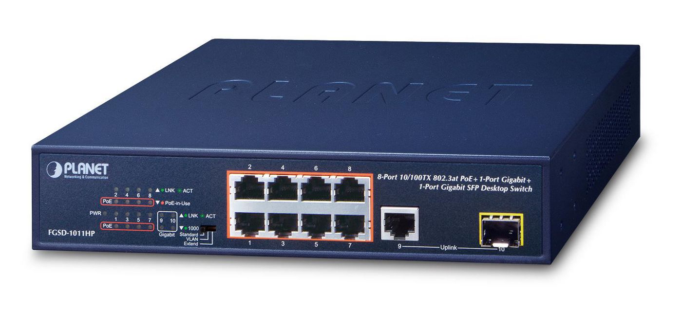 8-Port 10/100TX 802.3at PoE