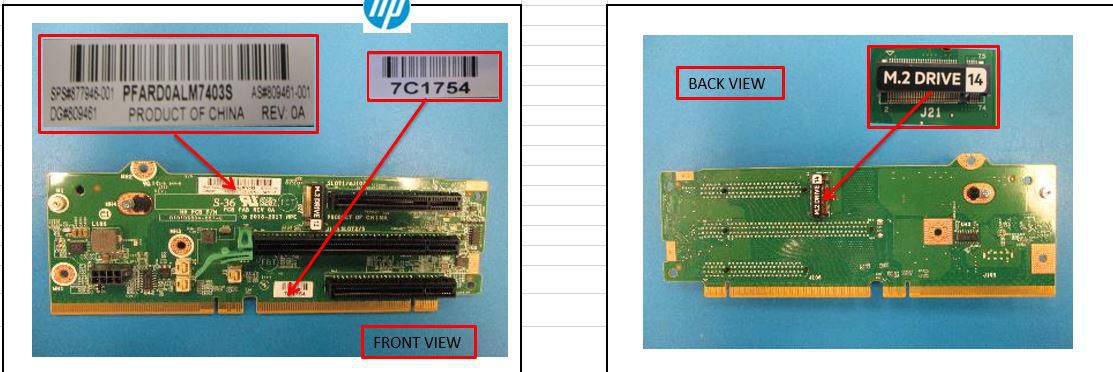 HPE 3S 2x8 x16 PCI-E M.2 riser