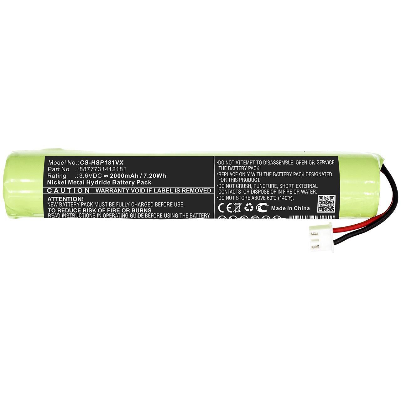 Battery 7.20Wh Ni-Mh 3.6V 