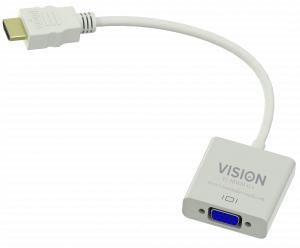 Відеокабель-адаптер VGA (D-Sub) - HDMI Type A (Standard) білий