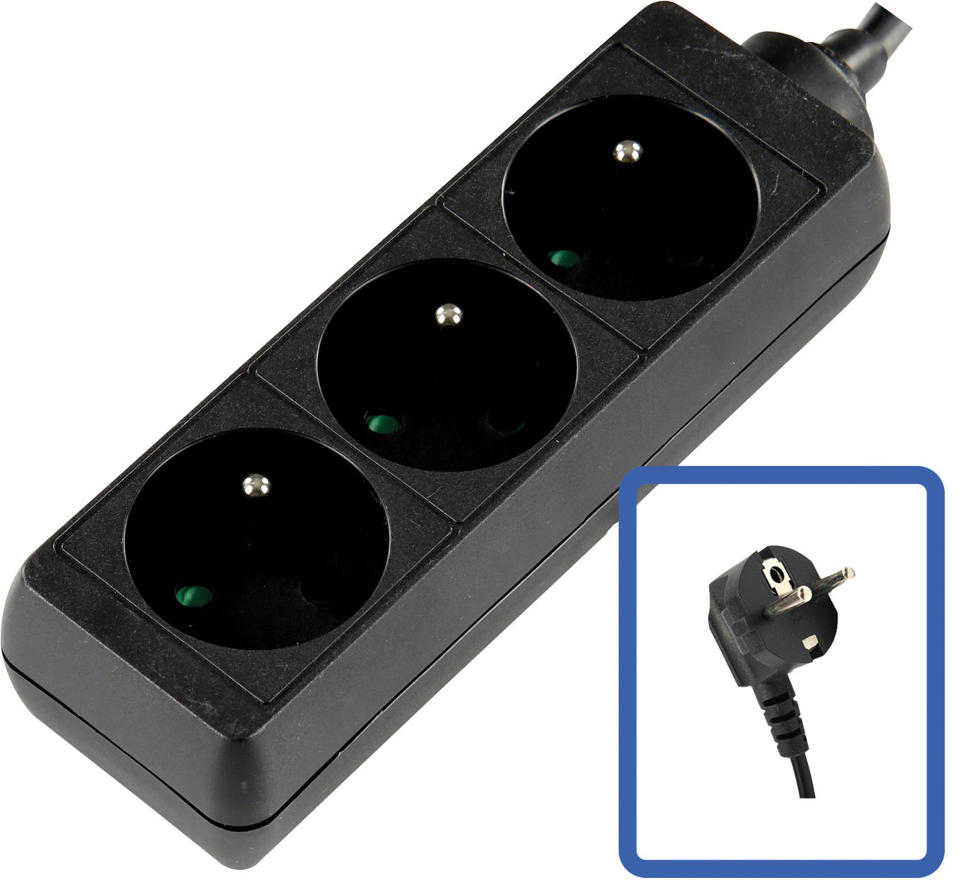 3-WAY POWER STRIP: BLACK -