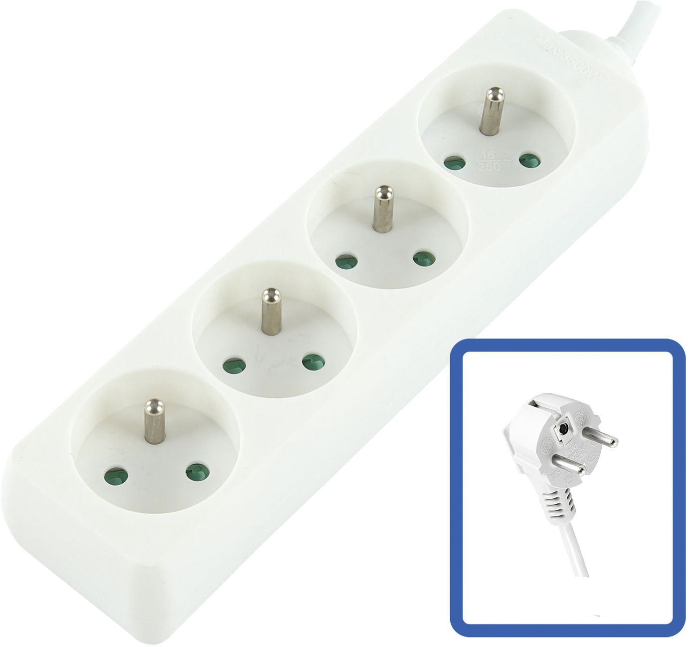 4-WAY POWER STRIP: WHITE - 