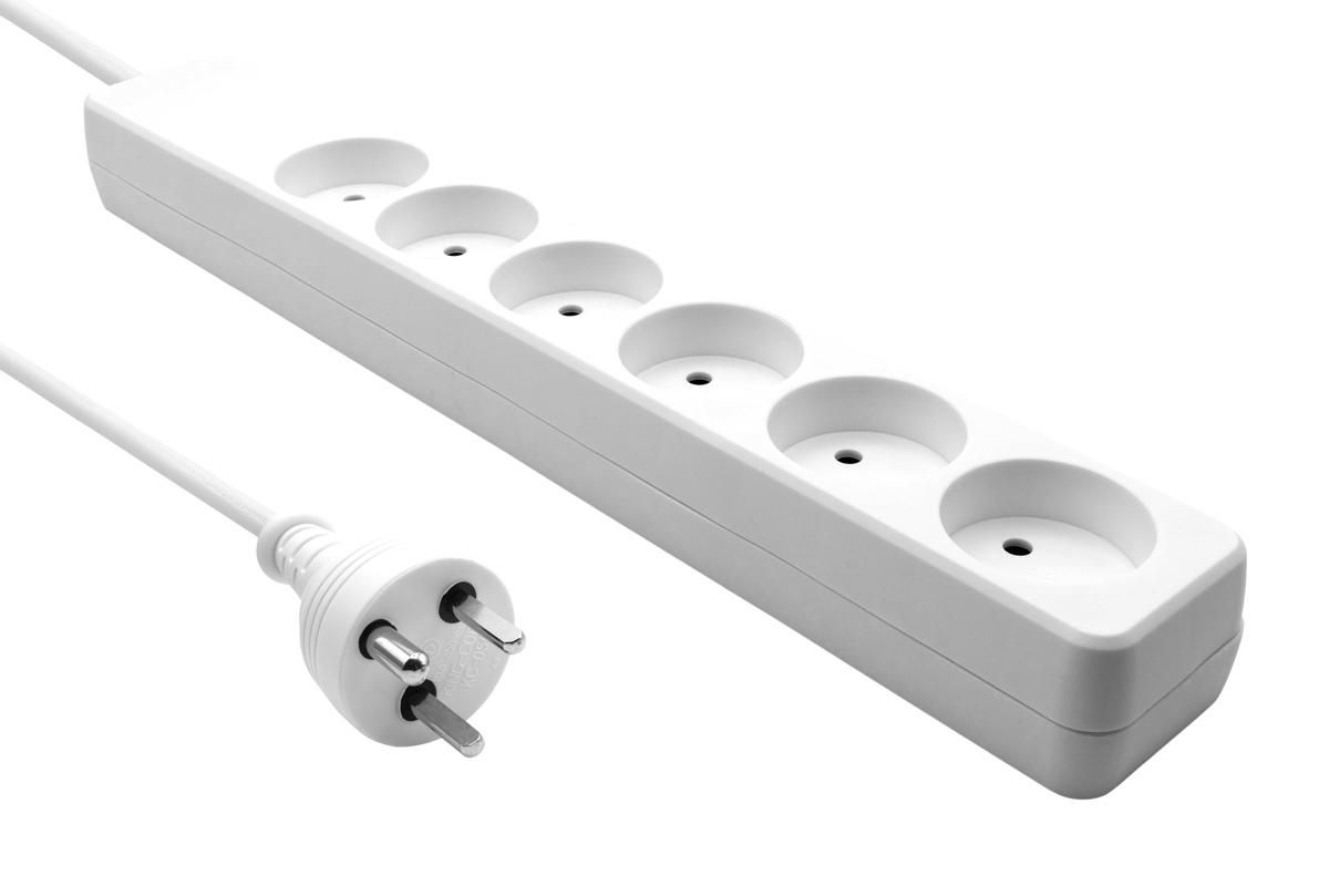 Danish Power Strip 6-way 1M 