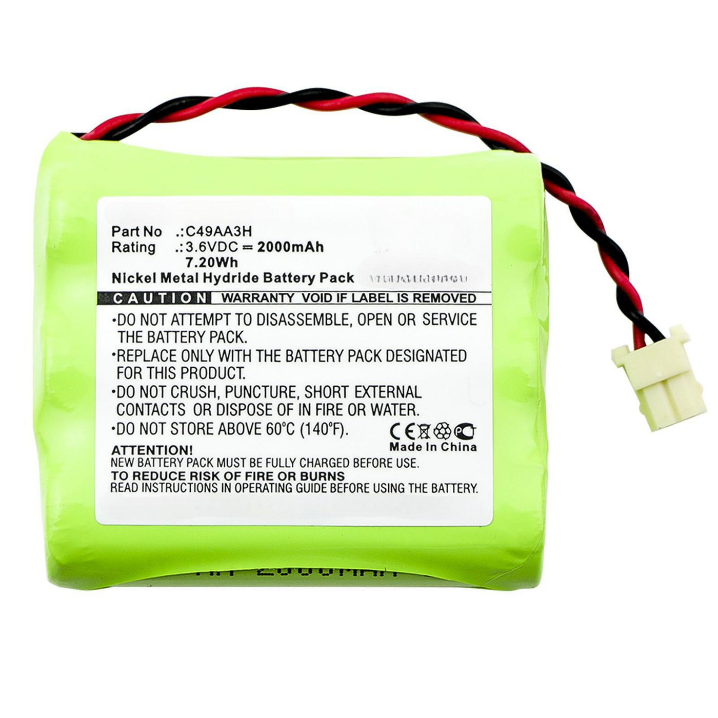 Battery 7.20Wh Ni-Mh 3.6V 