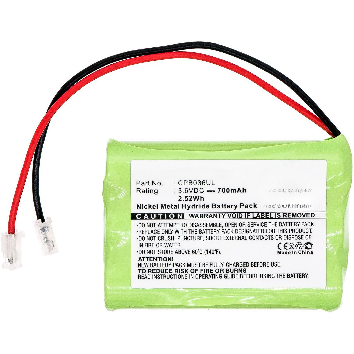Battery 2.52Wh Ni-Mh 3.6V