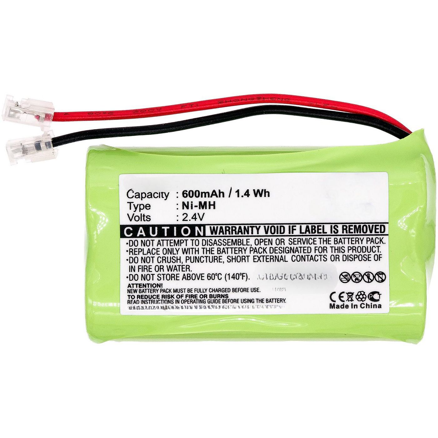 Battery 1.44Wh Ni-Mh 2.4V 