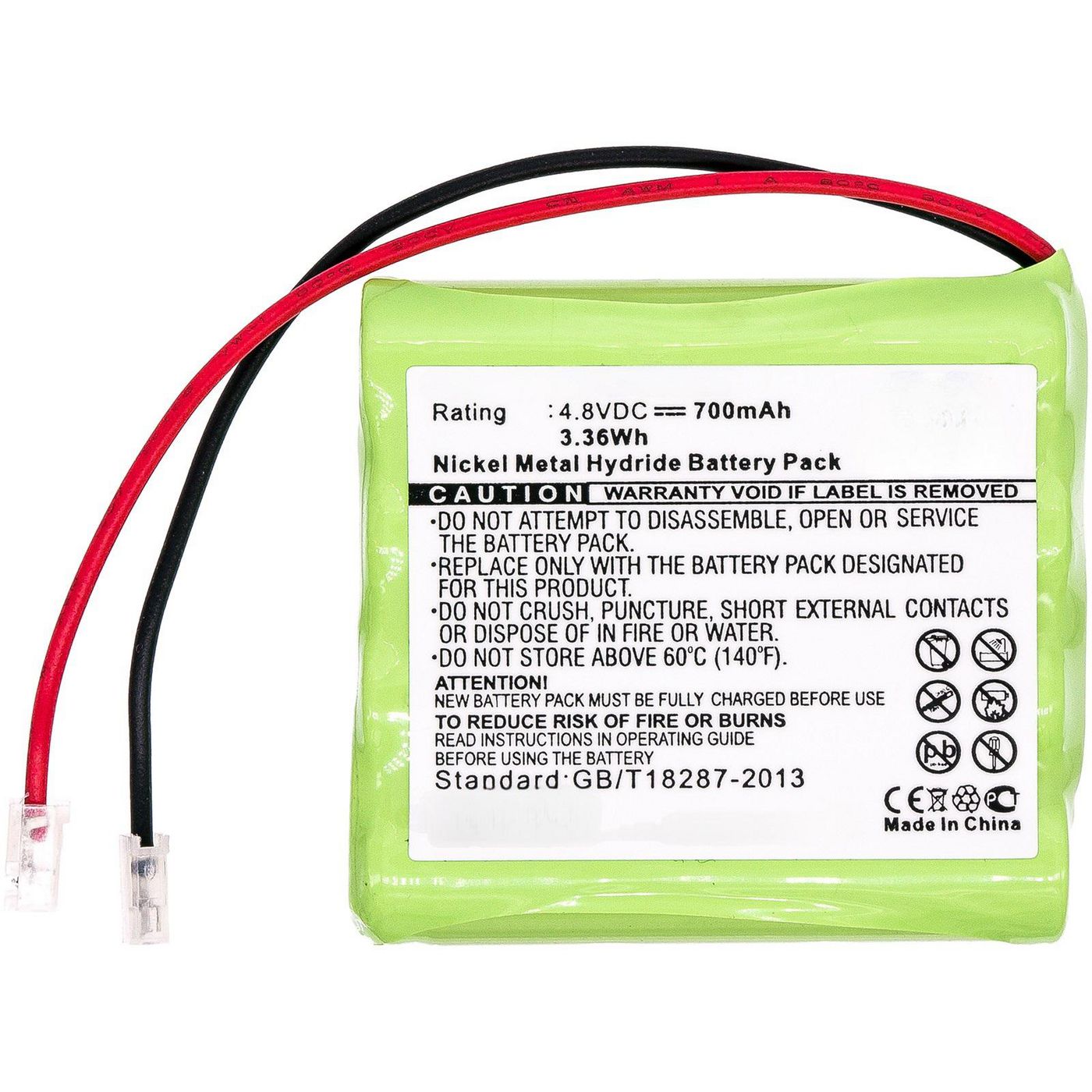 Battery 3.36Wh Ni-Mh 4.8V 