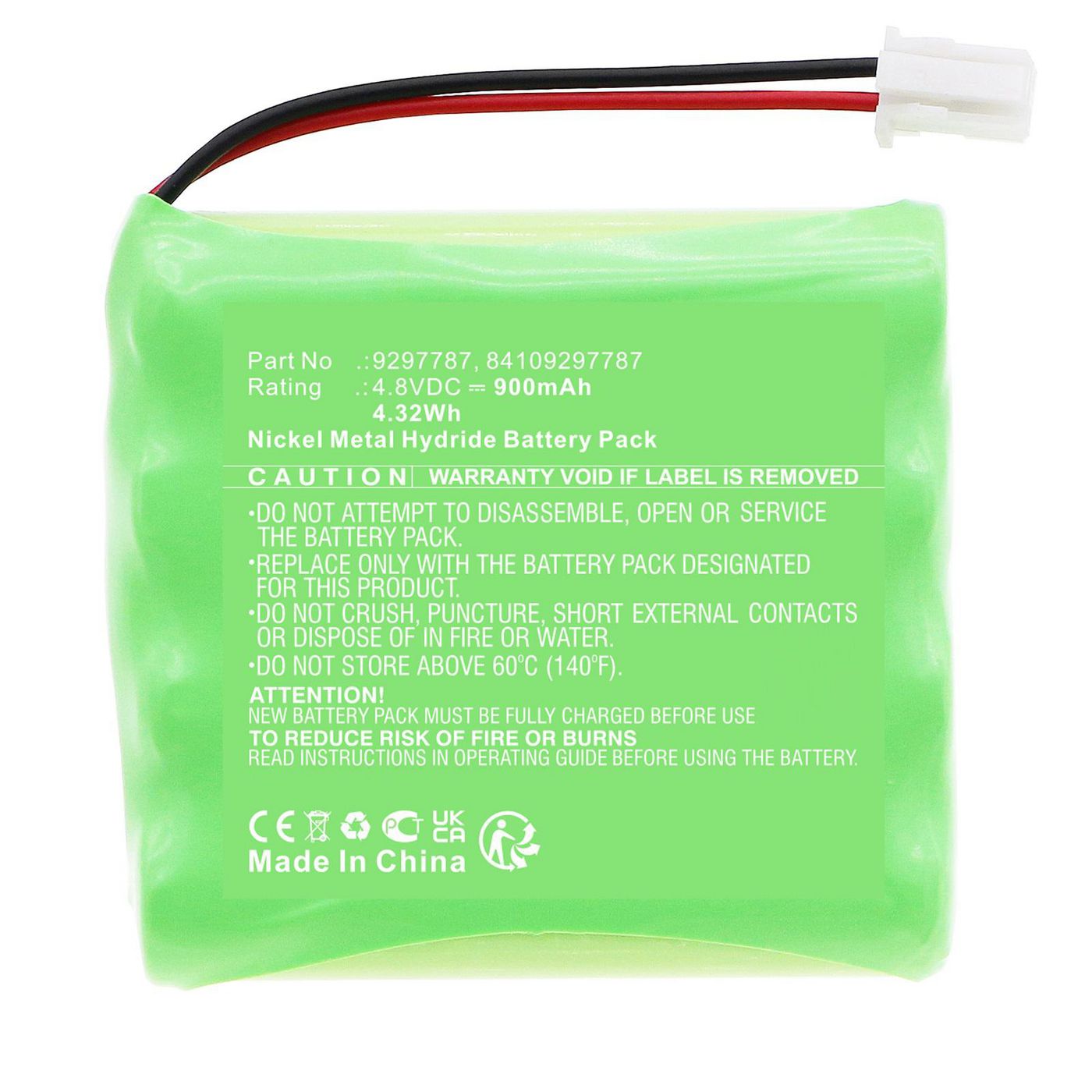 Battery 4.32Wh Ni-MH 4.8V 