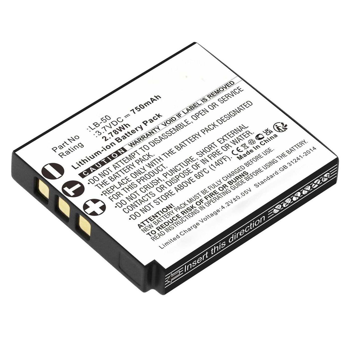 Battery 2.78Wh 3.7V 750mAh