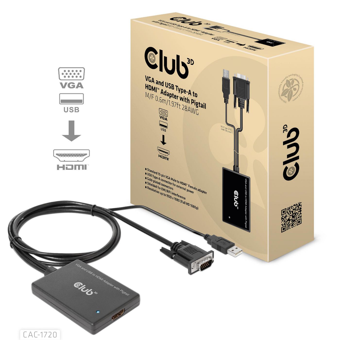Vga And Usb Type-A To Hdmi 