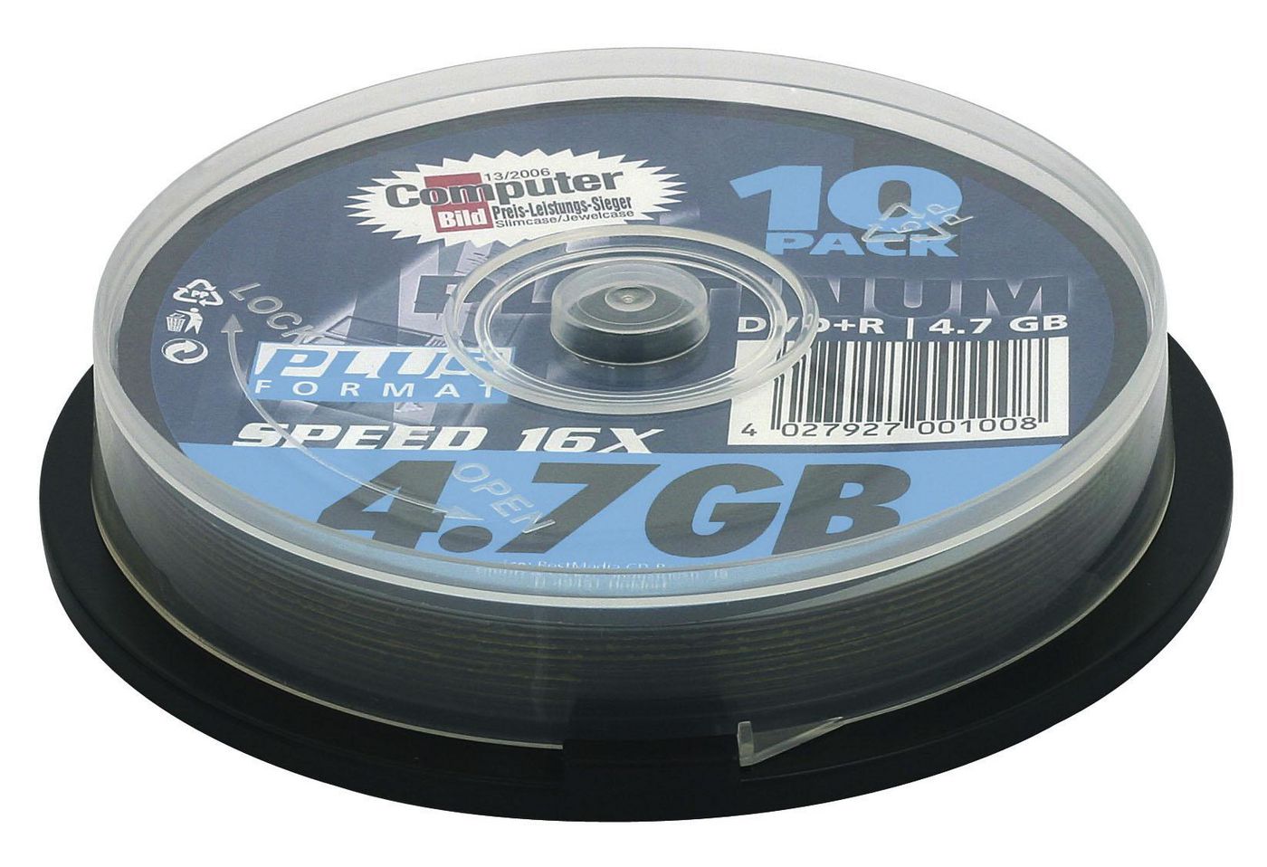 DVD+R 4,7GB PLAINKUM 16x Sp 10