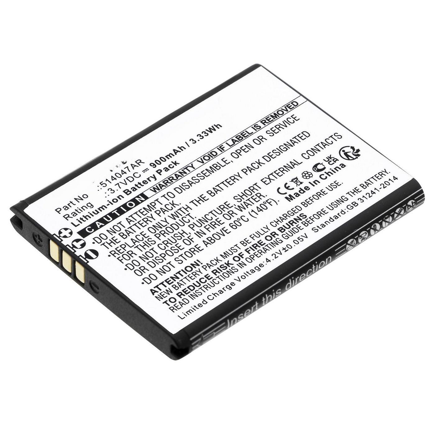 Battery 3.33Wh 3.7V 900mAh 