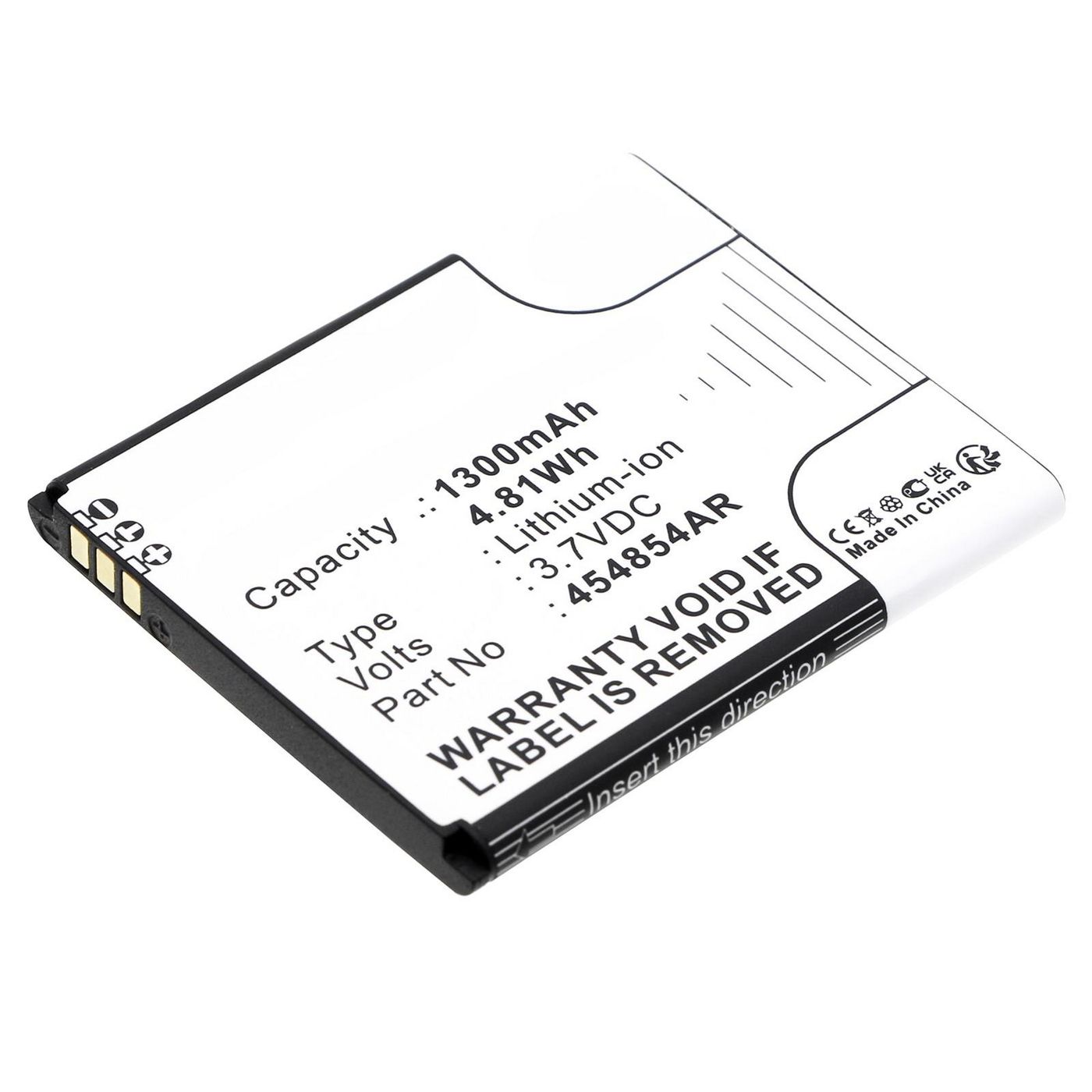 Battery 4.81Wh 3.7V 1300mAh 