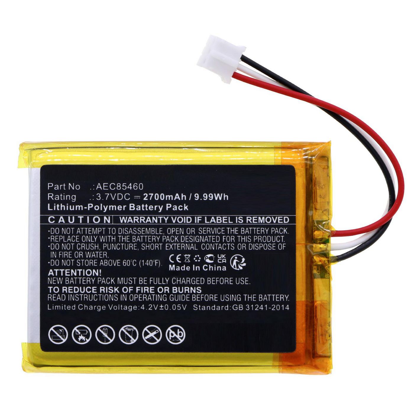 Battery 9.99Wh 3.7V 2700mAh