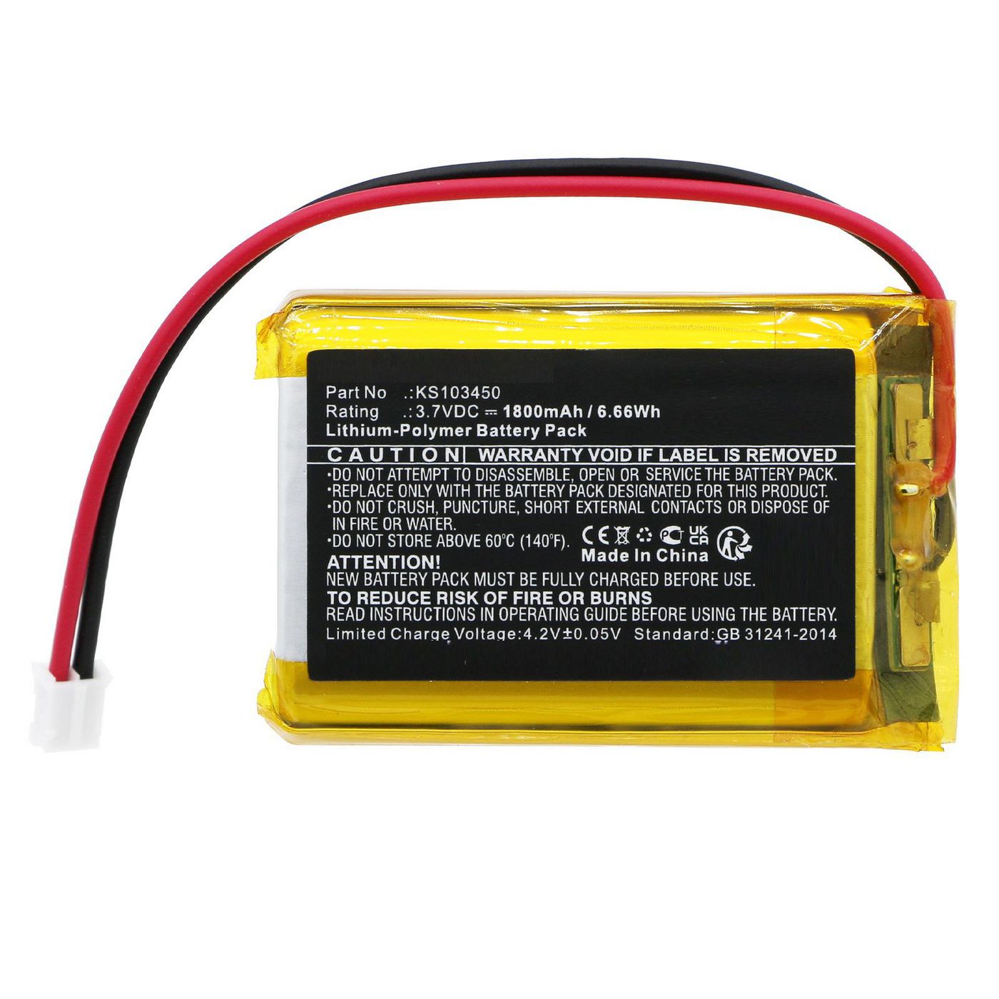 Battery 6.66Wh 3.7V 1800mAh 