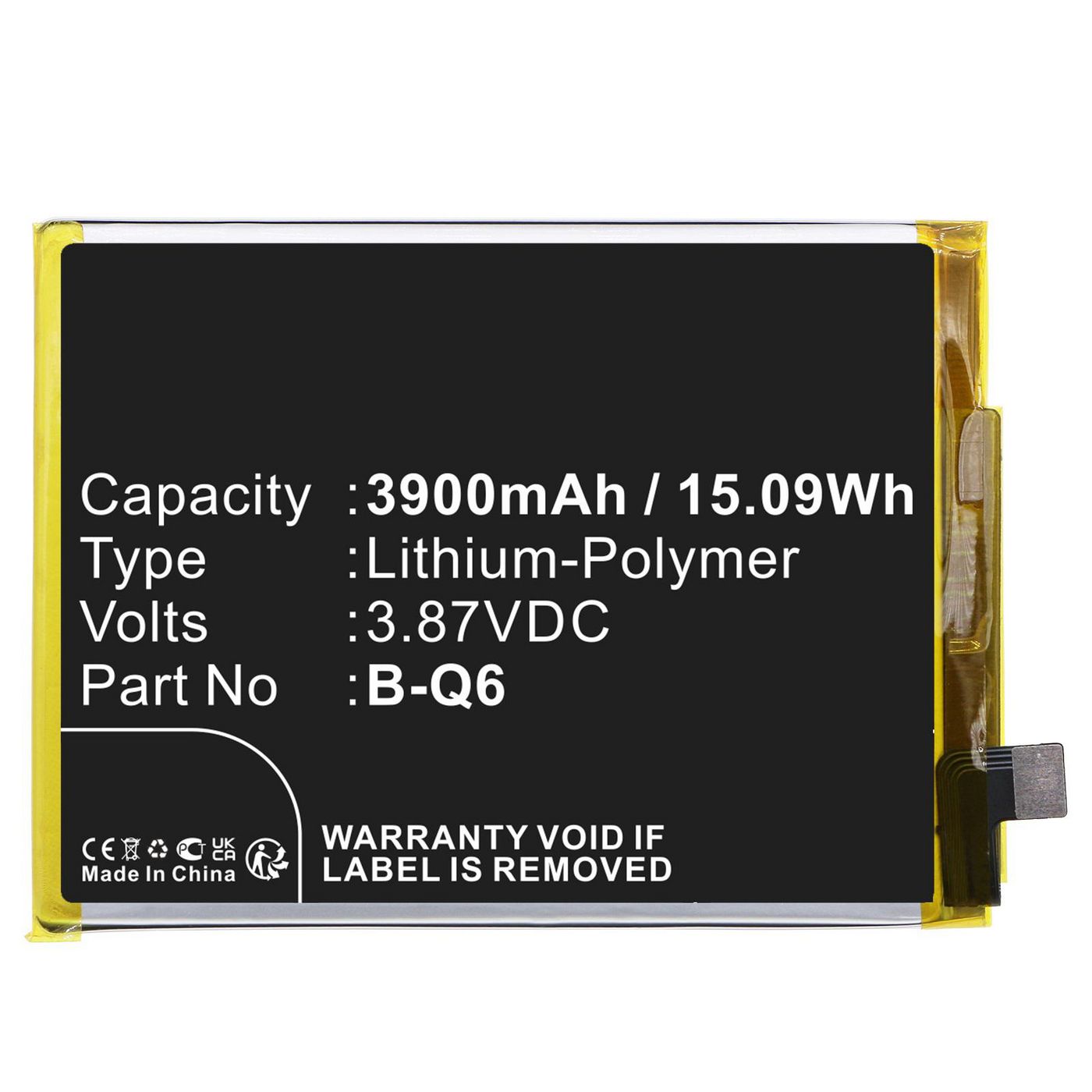 Battery 15.09Wh 3.87V 3900mAh