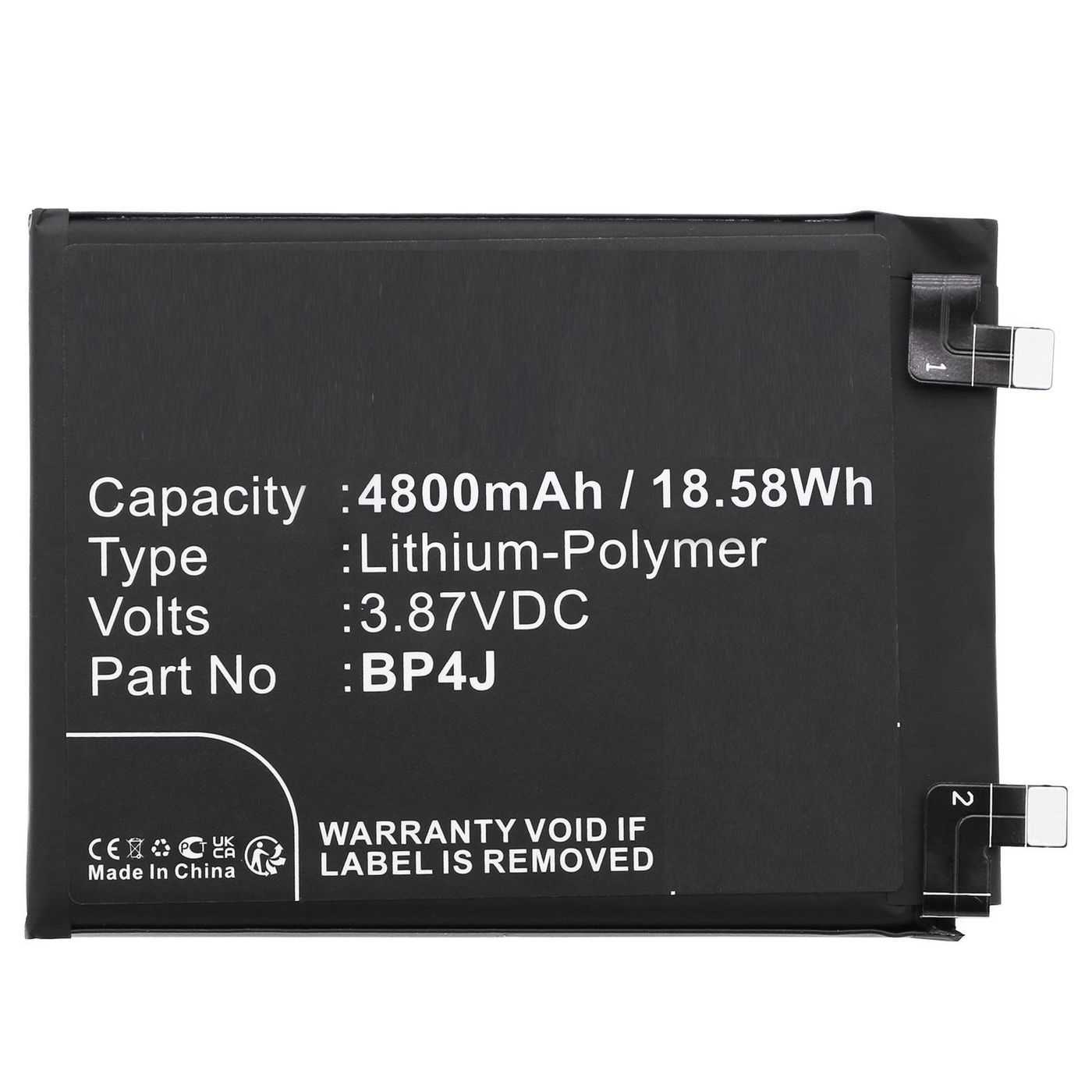 Battery 18.58Wh 3.87V 4800mAh 