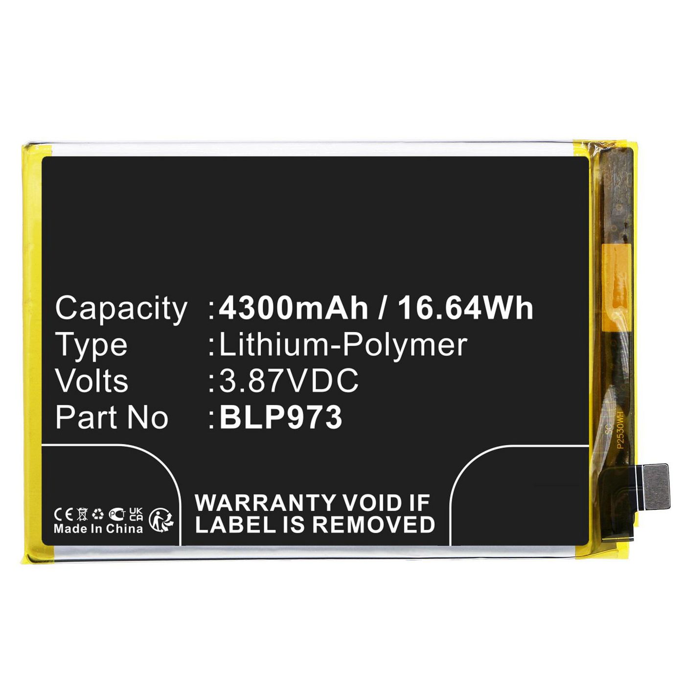 Battery 16.64Wh 3.87V 4300mAh 