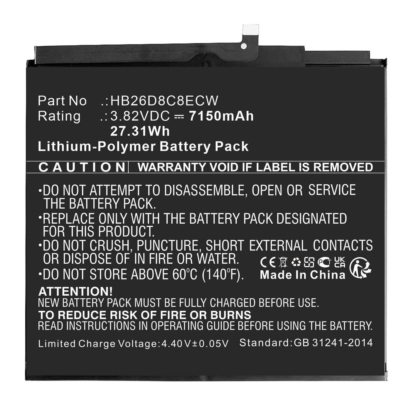 Battery 27.31Wh 3.82V 7150mAh 