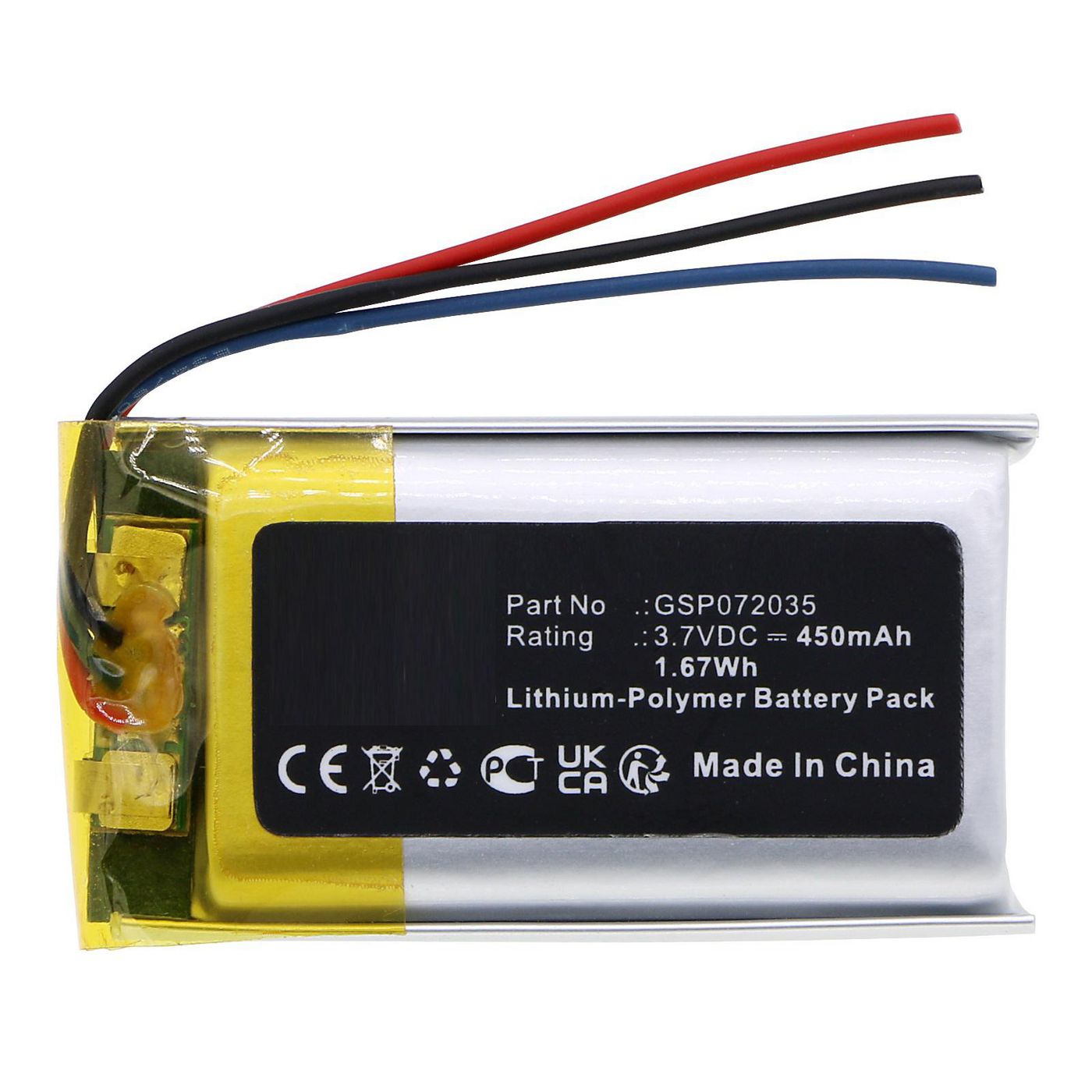 Battery 1.67Wh 3.7V 450mAh 