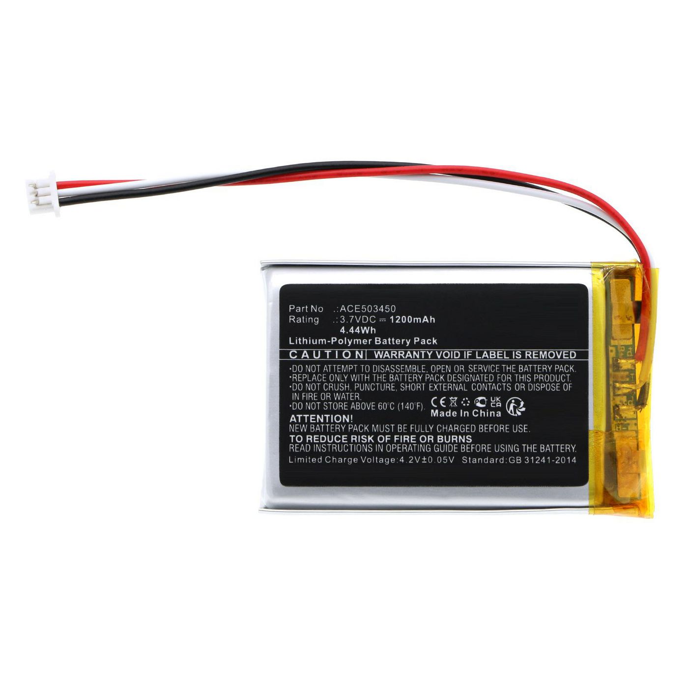 Battery 4.44Wh 3.7V 1200mAh