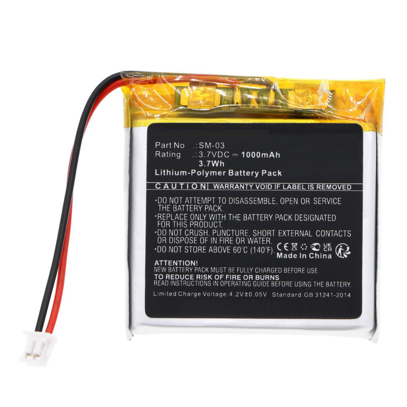 Battery 3.70Wh 3.7V 1000mAh 