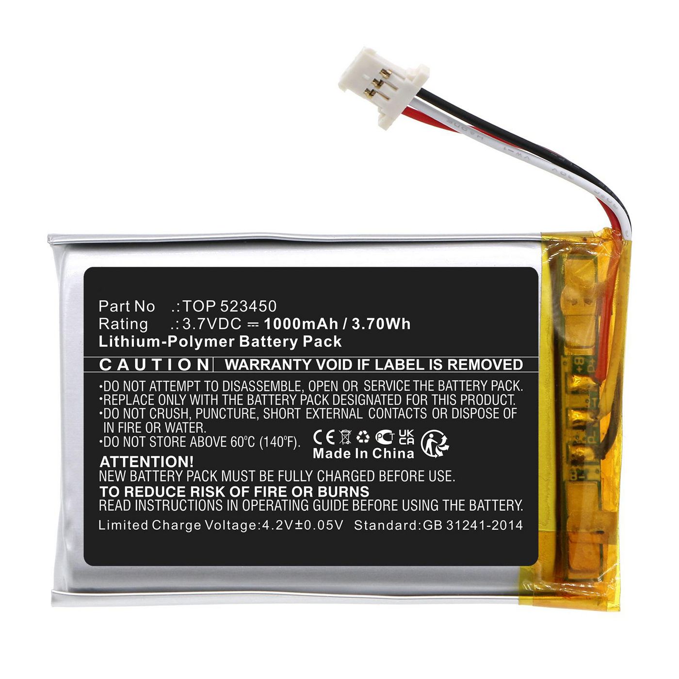 Battery 3.70Wh 3.7V 1000mAh