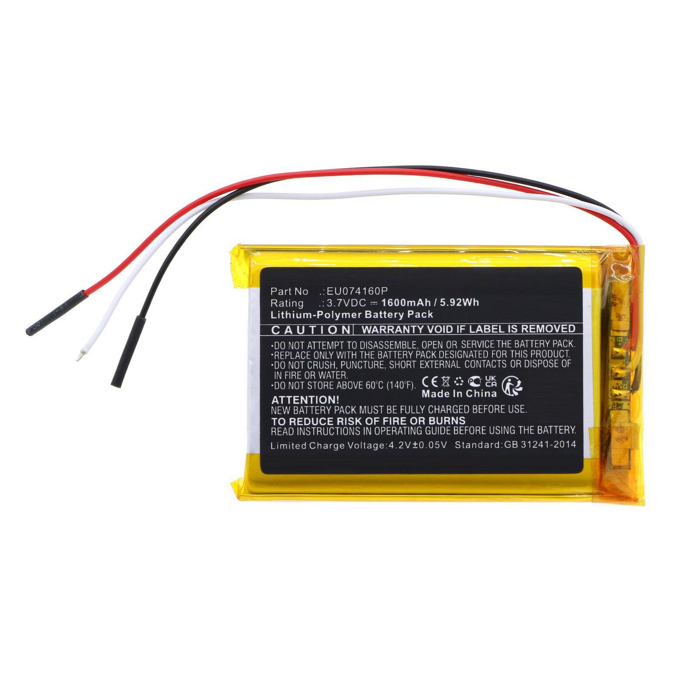 Battery 5.92Wh 3.7V 1600mAh