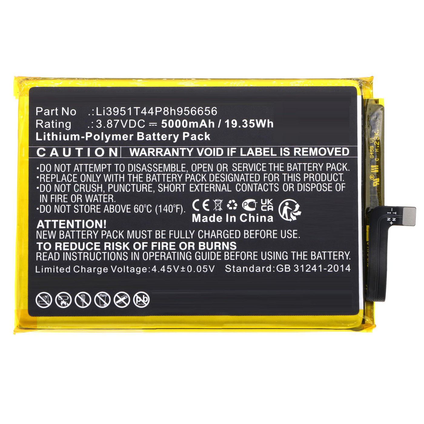 Battery 19.35Wh 3.87V 5000mAh 